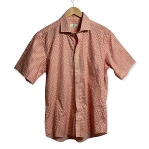 Southern Pines Mens Pink Geometric Short Sleeve  Button Up Cotton Shirt Size L